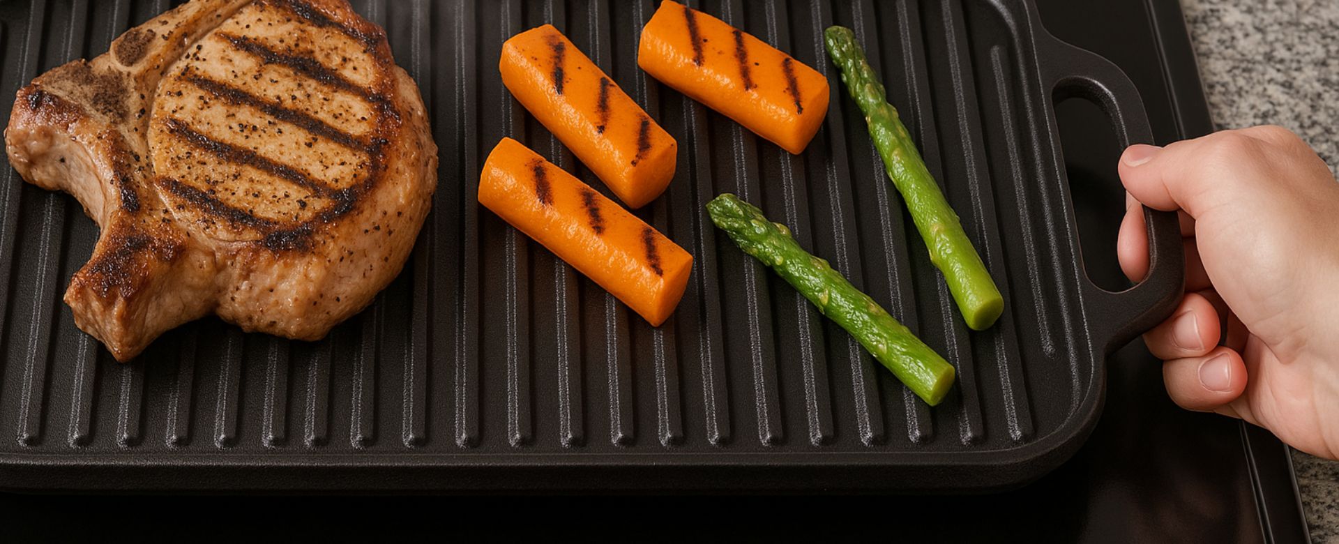 Chapa de grelhar em ferro fundido para cozinhar